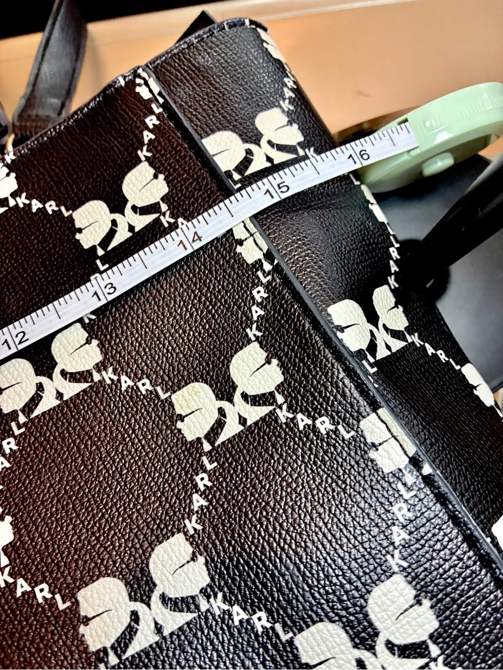 Karl Lagerfeld Black Tote with White Logo Pattern - Picture 5 of 15